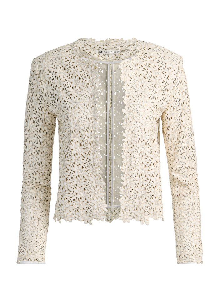 KIDMAN LASER-CUT LEATHER JACKET - OFF WHITE image 6 - ALICE + OLIVIA