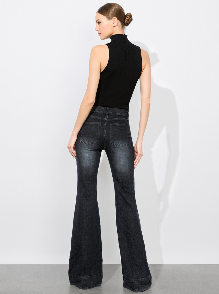 SB EMBELLISHED BELL JEAN - MAYA CHARCOAL BLACK/GOLD image 2 - Alice And Olivia