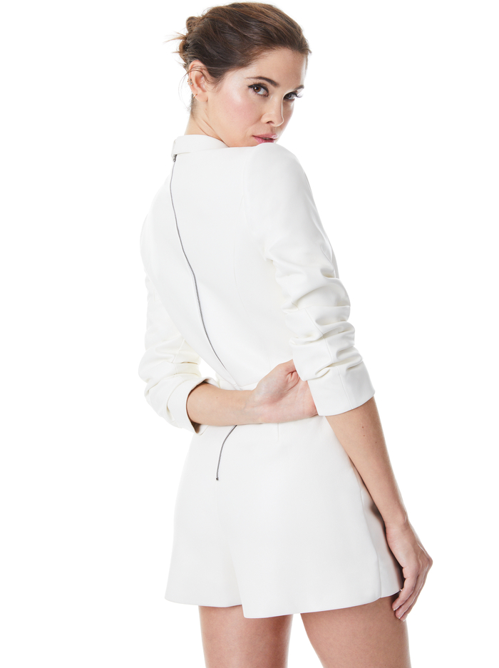 KYRIE VEGAN LEATHER TUXEDO SKORT ROMPER - ECRU image 1 - ALICE + OLIVIA