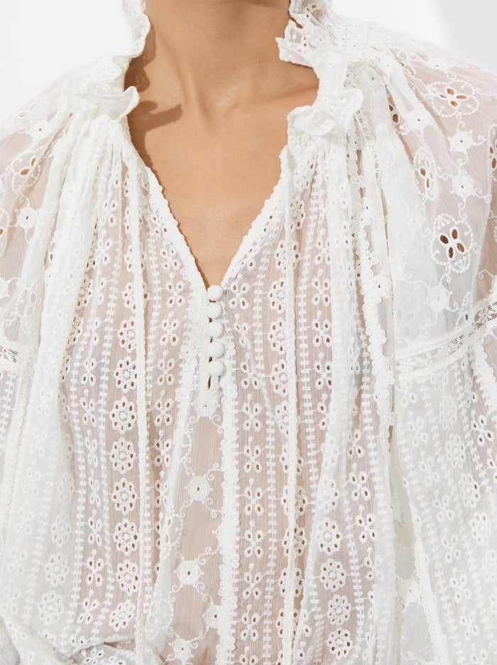 NORAH EYELET BLOUSE - OFF WHITE image 2 - Alice And Olivia