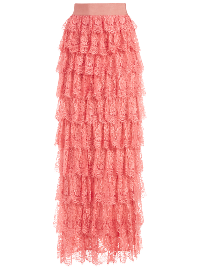 ELLA LACE TIERED MAXI GOWN SKIRT - ROSE image 5 - Alice And Olivia
