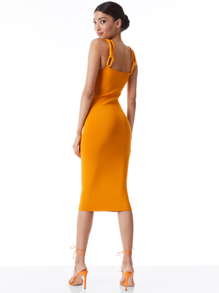ALINA MIDI DRESS WITH CORD STRAPS - TANGERINE image 1 - Alice And Olivia