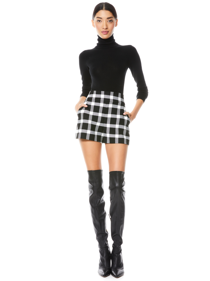 DONALD HIGH WAIST PLAID SHORT - BLACK/WHITE image 4 - Alice And Olivia
