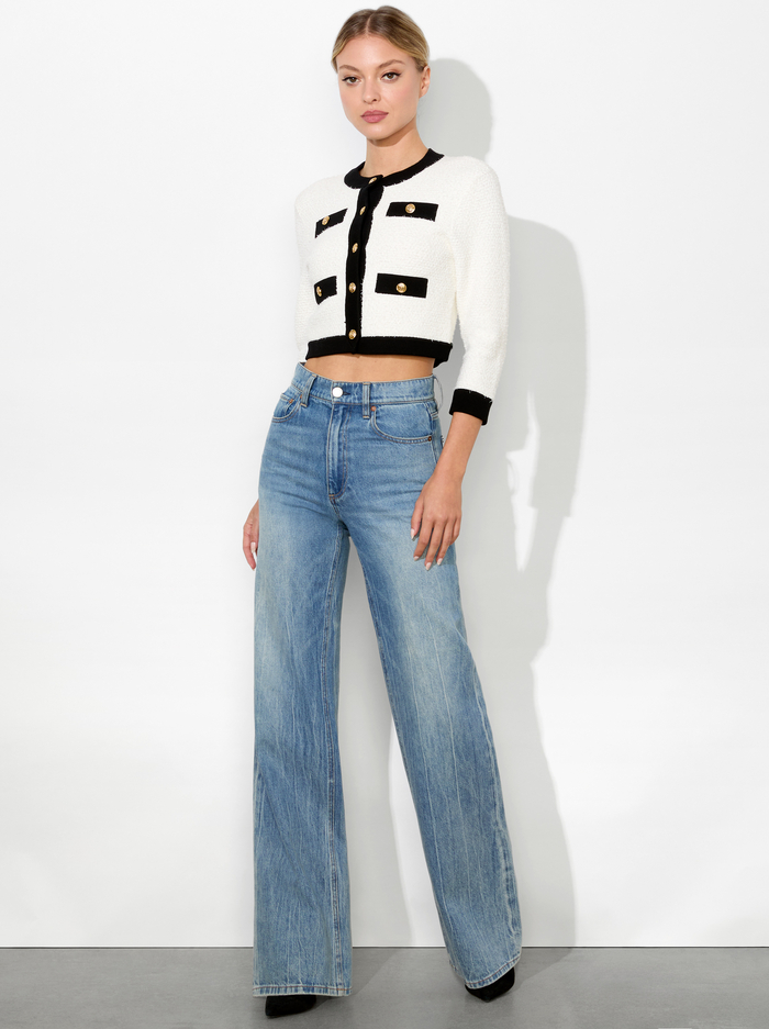 CLAIRA CARDIGAN - SOFT WHITE/BLACK image 4 - Alice And Olivia