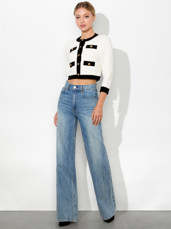 SOFT WHITE/BLACK-CLAIRA CARDIGAN