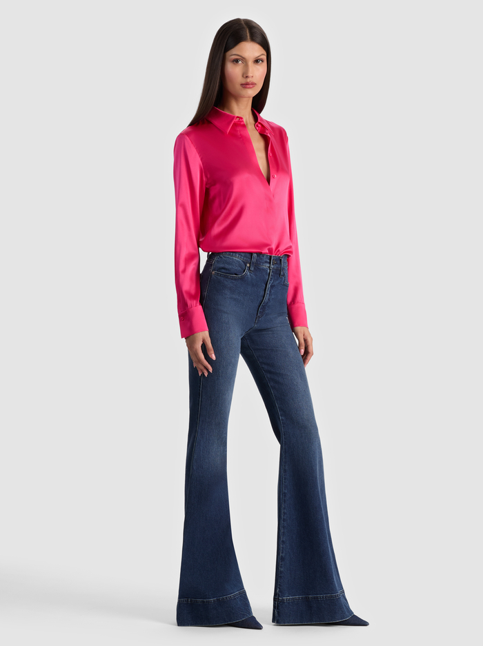 BRADY SILK BLOUSE - DEEP PINK image 4 - ALICE + OLIVIA