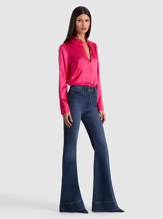 DEEP PINK-BRADY SILK BLOUSE