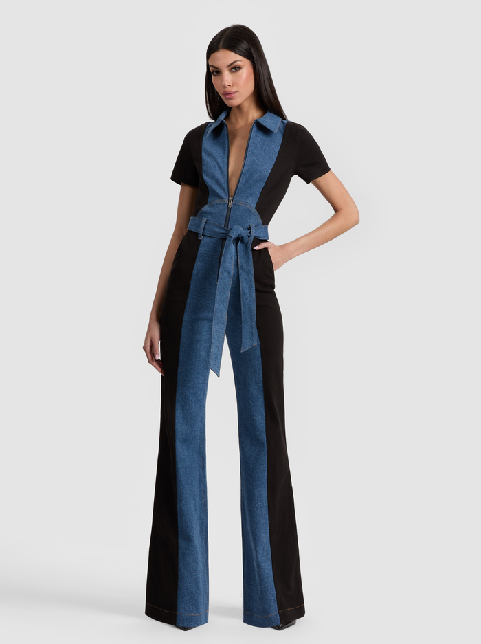 GORGEOUS JUMPSUIT - BLACK/LIANA BLUE image 4 - Alice And Olivia