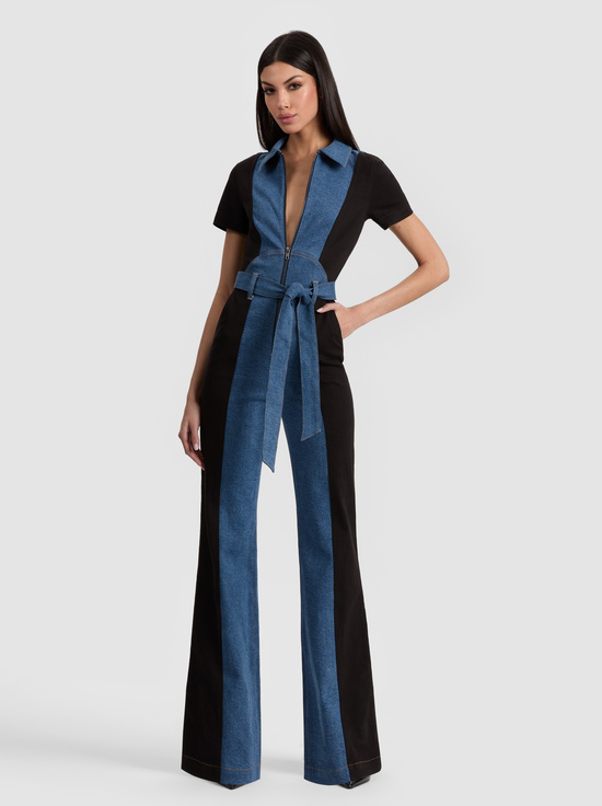 BLACK/LIANA BLUE-GORGEOUS DENIM JUMPSUIT