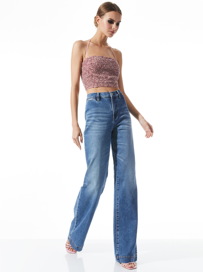 CERESI CRYSTAL EMBELLISHED HALTER NECK TOP - PETAL image 4 - Alice And Olivia