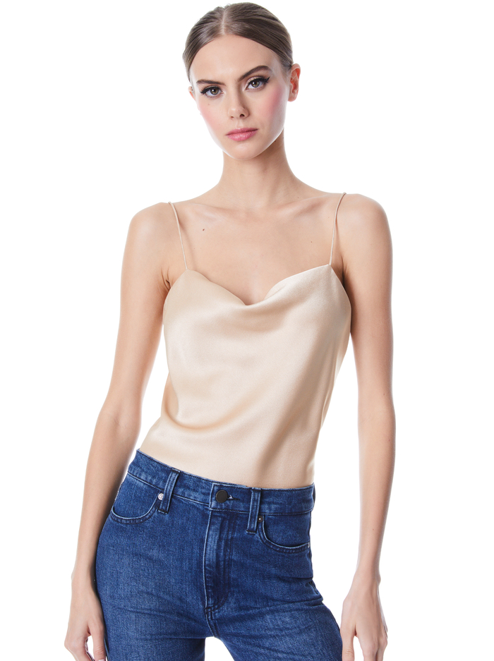 HARMON DRAPEY SLIP TANK - ALMOND - Alice And Olivia