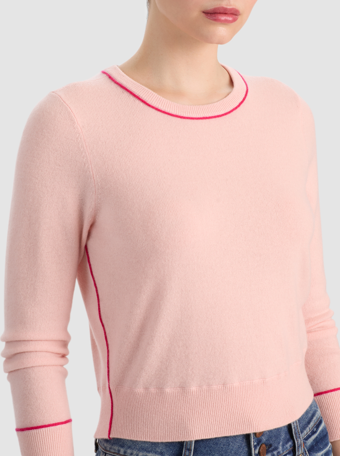 CAROLANN CASHMERE SHRUNKEN PULLOVER - ENGLISH ROSE/DEEP PINK image 3 - ALICE + OLIVIA