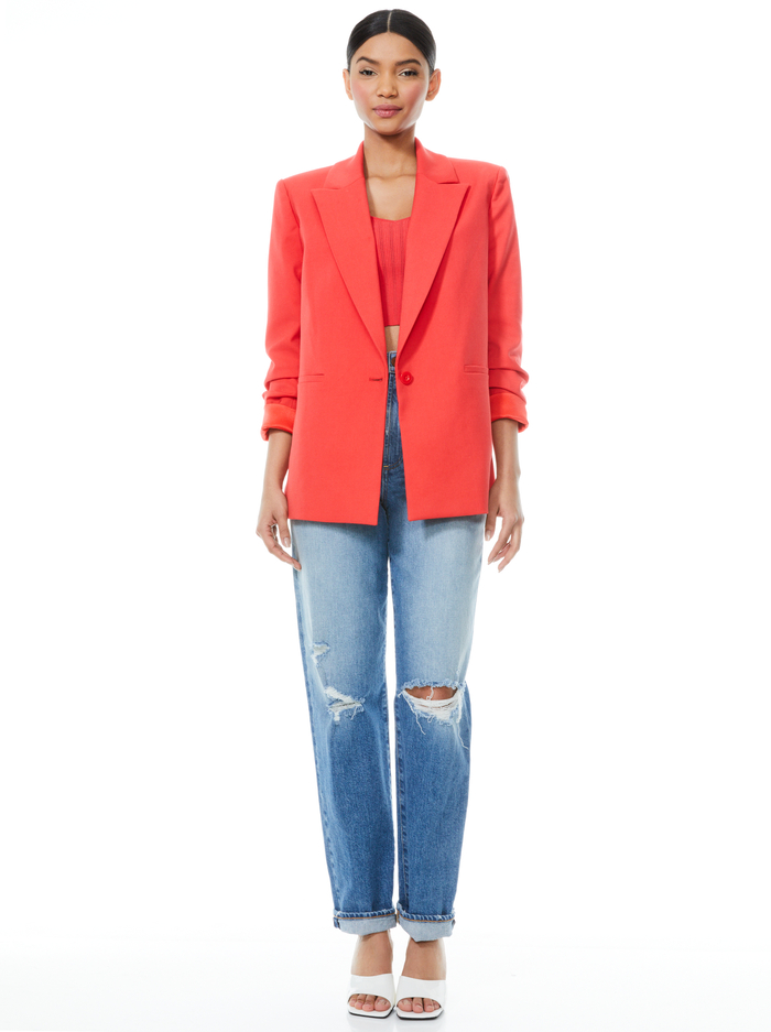 DENNY BOYFRIEND BLAZER - BRIGHT POPPY image 2 - Alice And Olivia