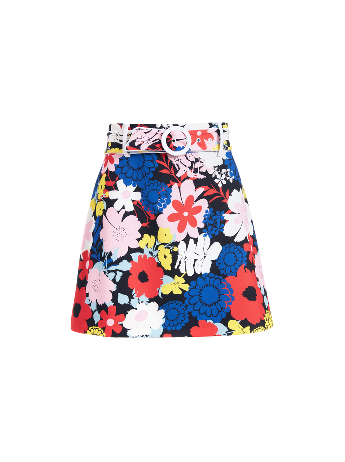 FREYA FLORAL MINI SKIRT - ONE LOVE FLORAL/OFF WHT image 3 - Alice And Olivia