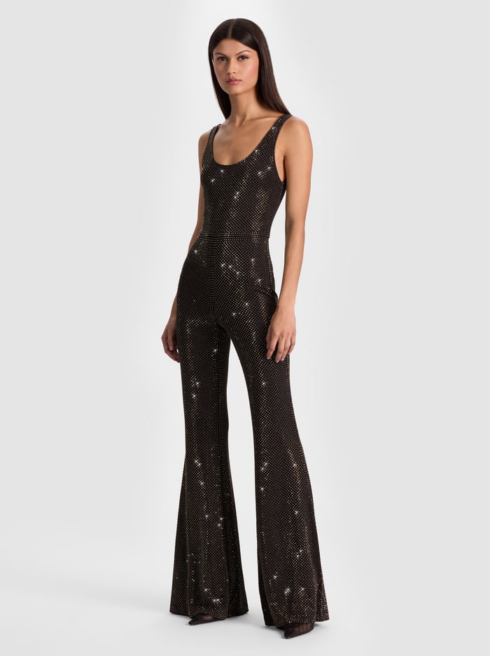 TERESA EMBELLISHED JUMPSUIT - BLACK/DORADO image 4 - Alice And Olivia