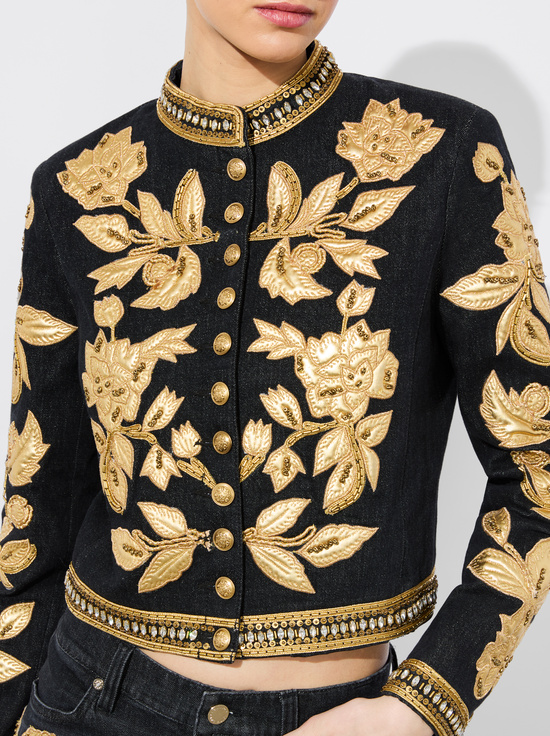 MAYA CHARCOAL BLACK/GOLD-EMERSON DENIM MILITARY JACKET