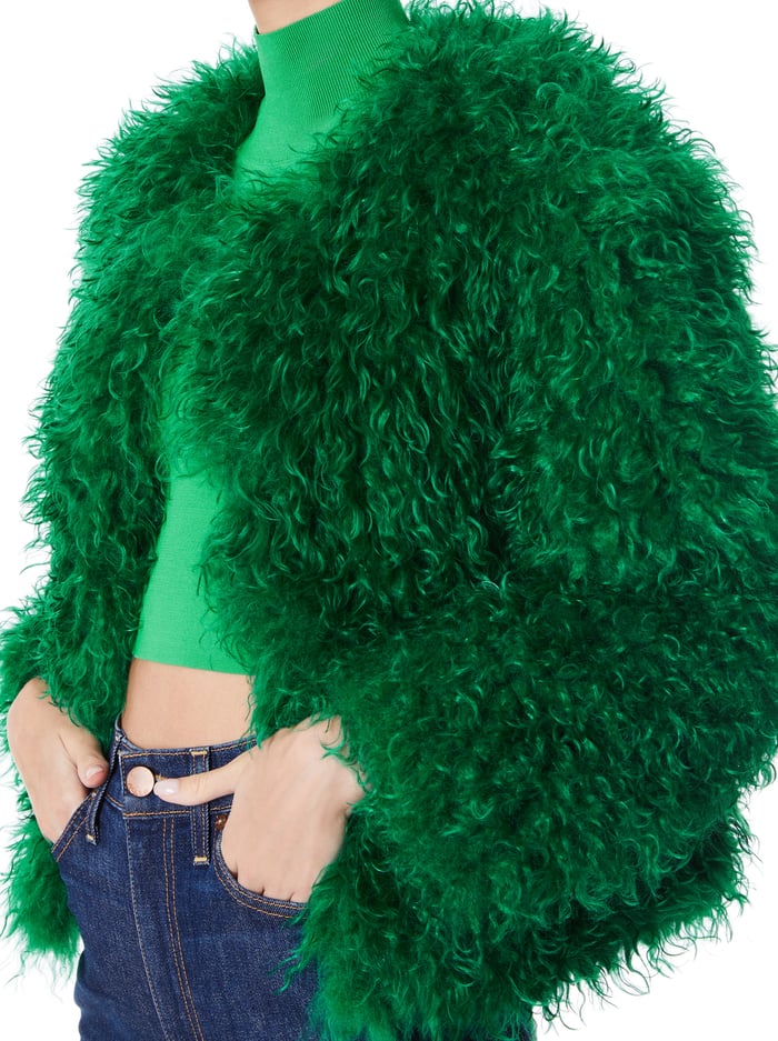 JERRIE COLLARLES FAUX FUR COAT - EMERALD image 3 - Alice And Olivia