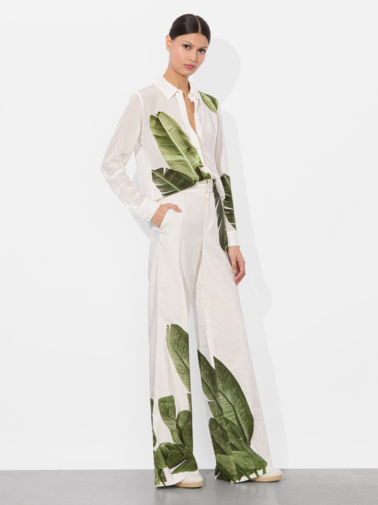 JUNGLE PALM OFF WHITE-DYLAN LINEN PANT