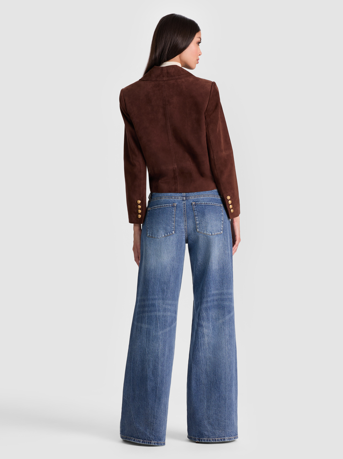 AVERY SUEDE DOUBLE BREASTED BLAZER - DARK CHOCOLATE image 2 - Alice And Olivia