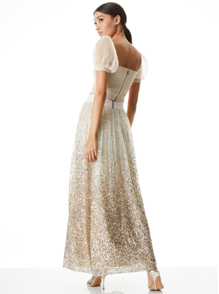 CATRINA SEQUIN GOWN SKIRT - SESAME/MULTI image 1 - Alice And Olivia