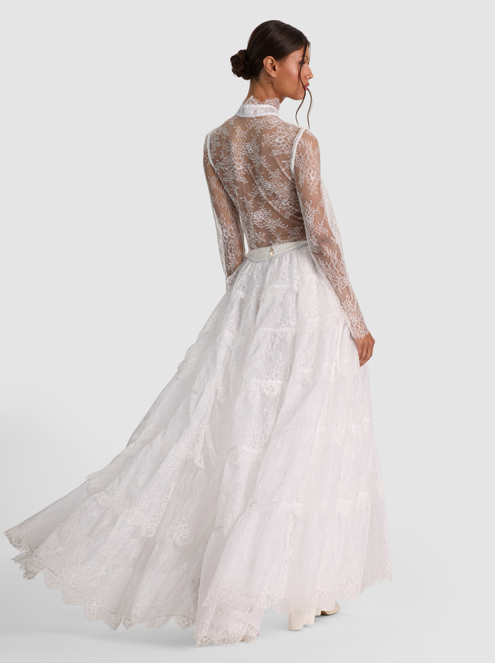 XAVIER TIERED LACE MAXI COAT - OFF WHITE image 2 - ALICE + OLIVIA