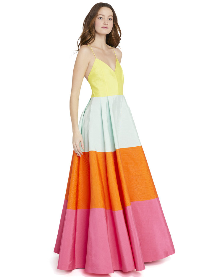 LAVELLE COLOR BLOCK MAXI GOWN - MULTI image 4 - Alice And Olivia