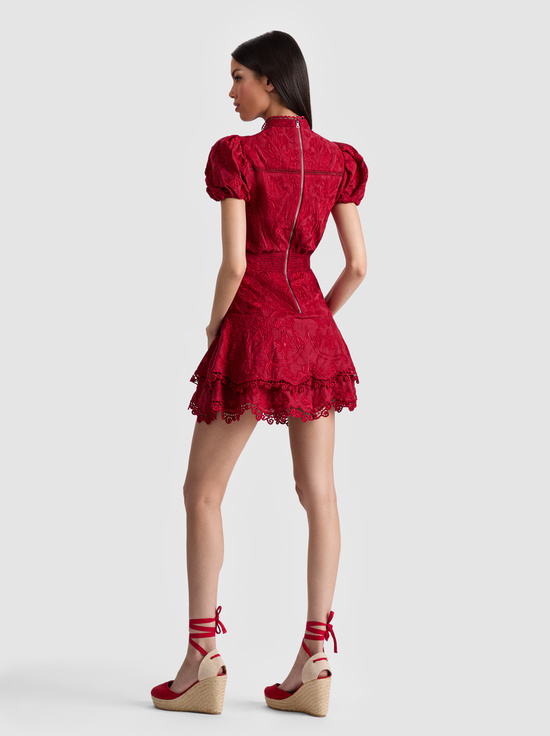 DARK CHERRY-LORYN EMBROIDERED SHIRT DRESS