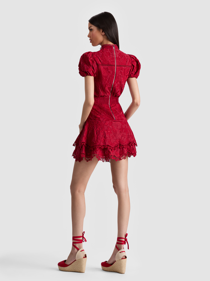 LORYN EMBROIDERED SHIRT DRESS - DARK CHERRY image 2 - Alice And Olivia