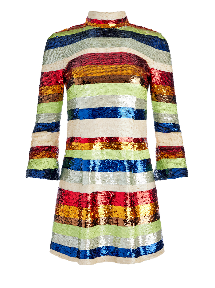 MAILYNN SEQUIN MINI DRESS - STRIPE MULTI image 5 - Alice And Olivia