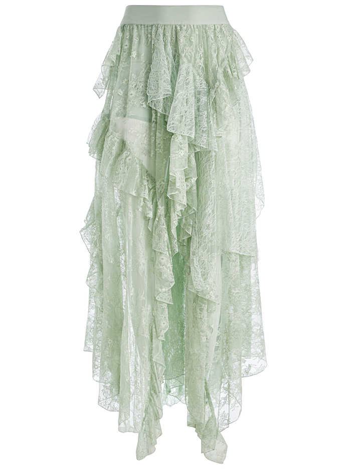 KARYS MIXED MEDIA SKIRT - GREEN TEA image 5 - Alice And Olivia
