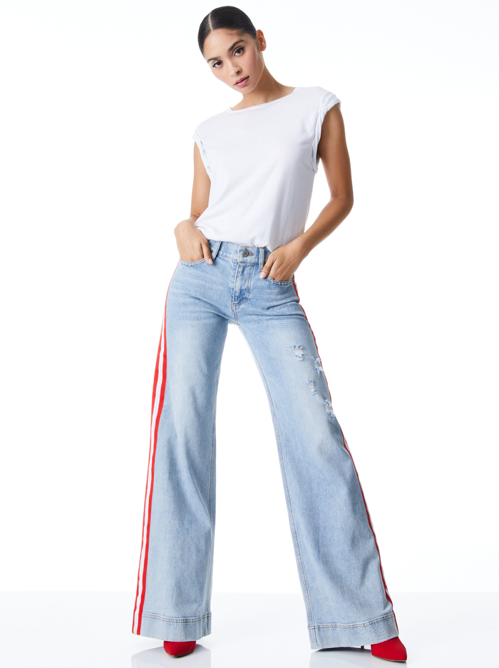 REY LOW RISE WIDE LEG JEAN - ROCKSTAR BLUE image 2 - Alice And Olivia