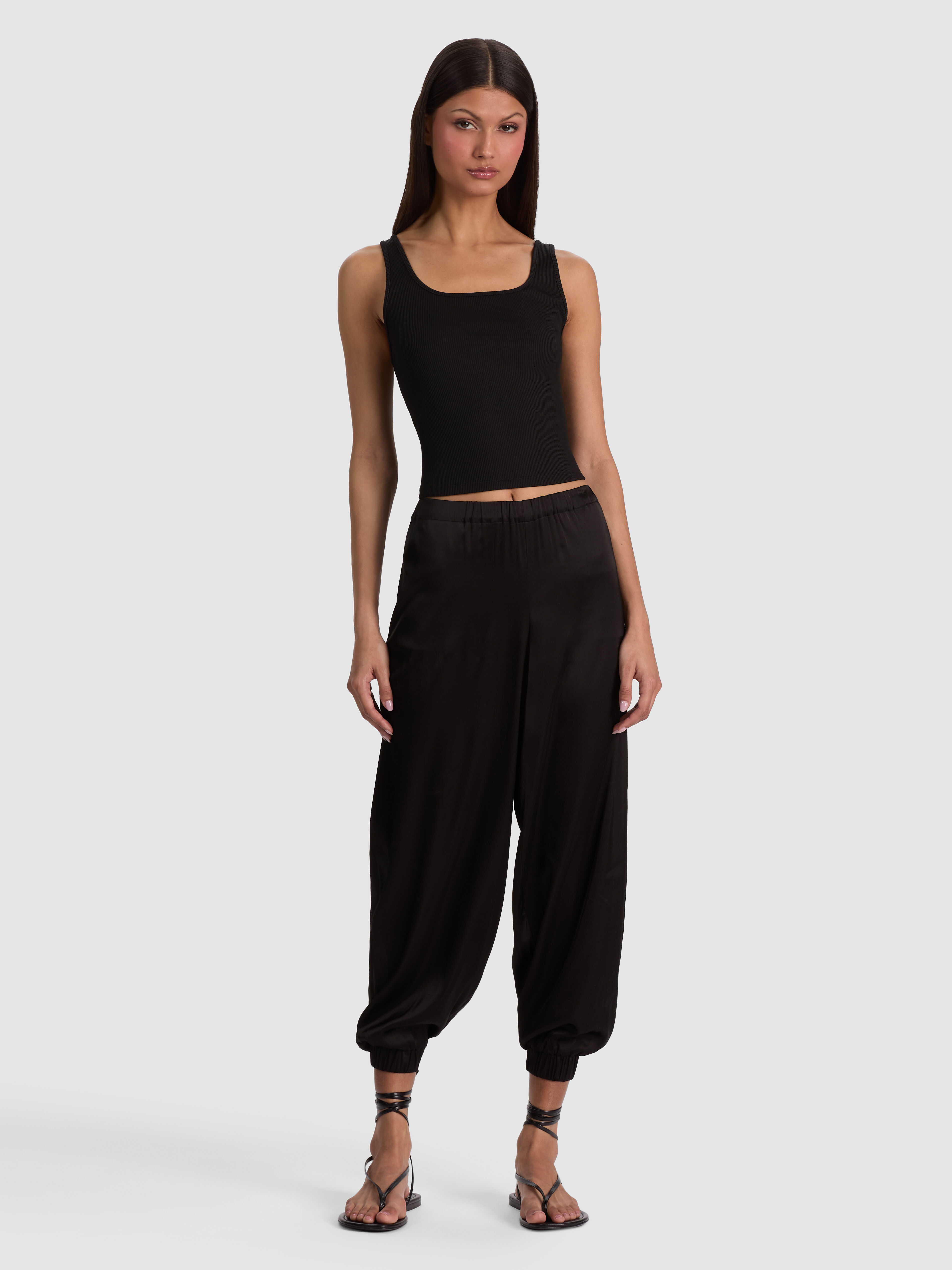 MONIQUE TWIST STRAP TANK in BLACK | ALICE + OLIVIA