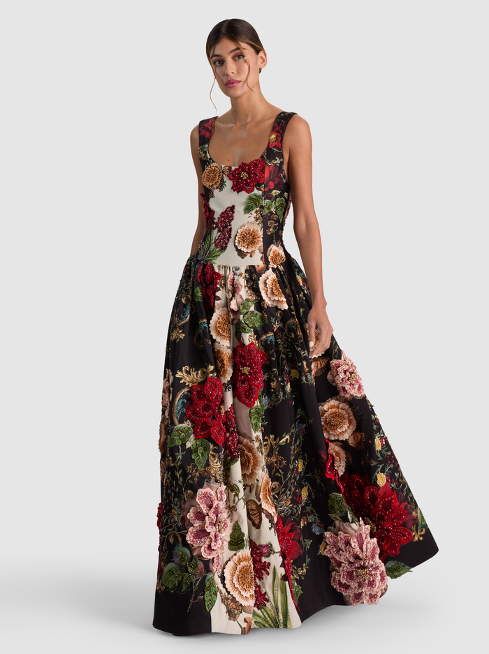 MAXINE EMBELLISHED DROP WAIST GOWN - FLORAL RADIANCE image 3 - ALICE + OLIVIA