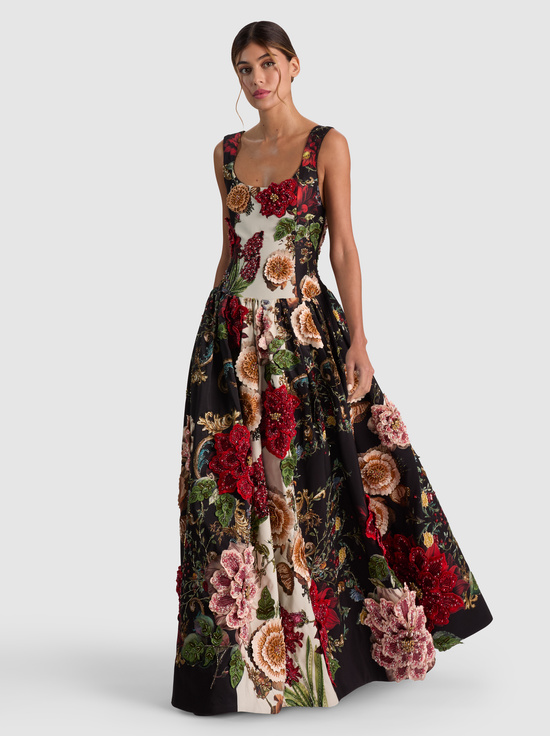 FLORAL RADIANCE-MAXINE EMBELLISHED DROP WAIST GOWN