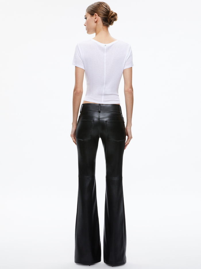 STACEY VEGAN LEATHER BELL BOTTOM - BLACK image 1 - Alice And Olivia