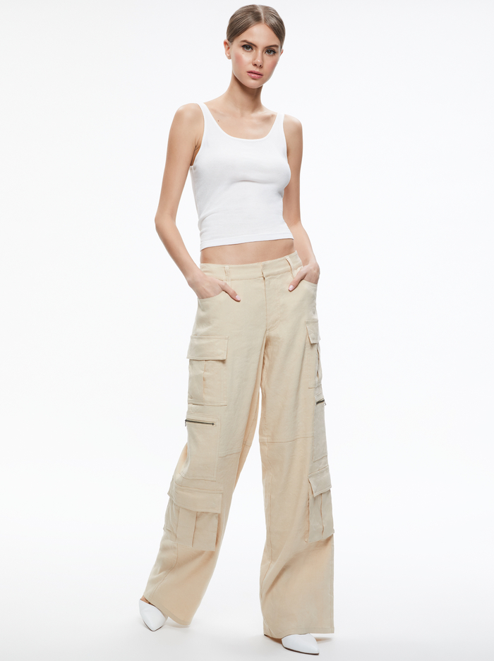 CAY BAGGY CARGO LINEN PANT - NATURAL image 2 - ALICE + OLIVIA