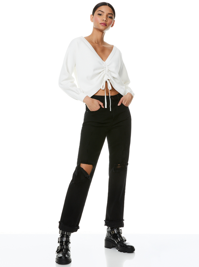 NORA REVERSIBLE DRAWCORD PULLOVER - SOFT WHITE image 4 - Alice And Olivia