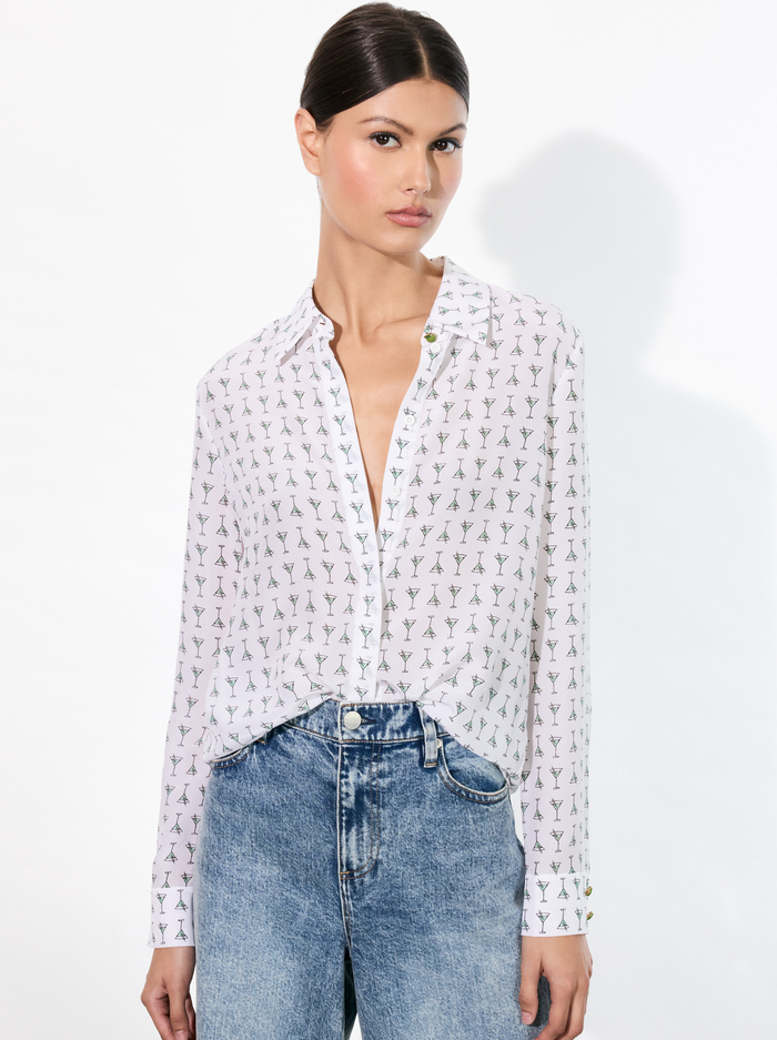 WILLA SILK BLOUSE - MARTINI CHIC OFF WHITE - Alice And Olivia