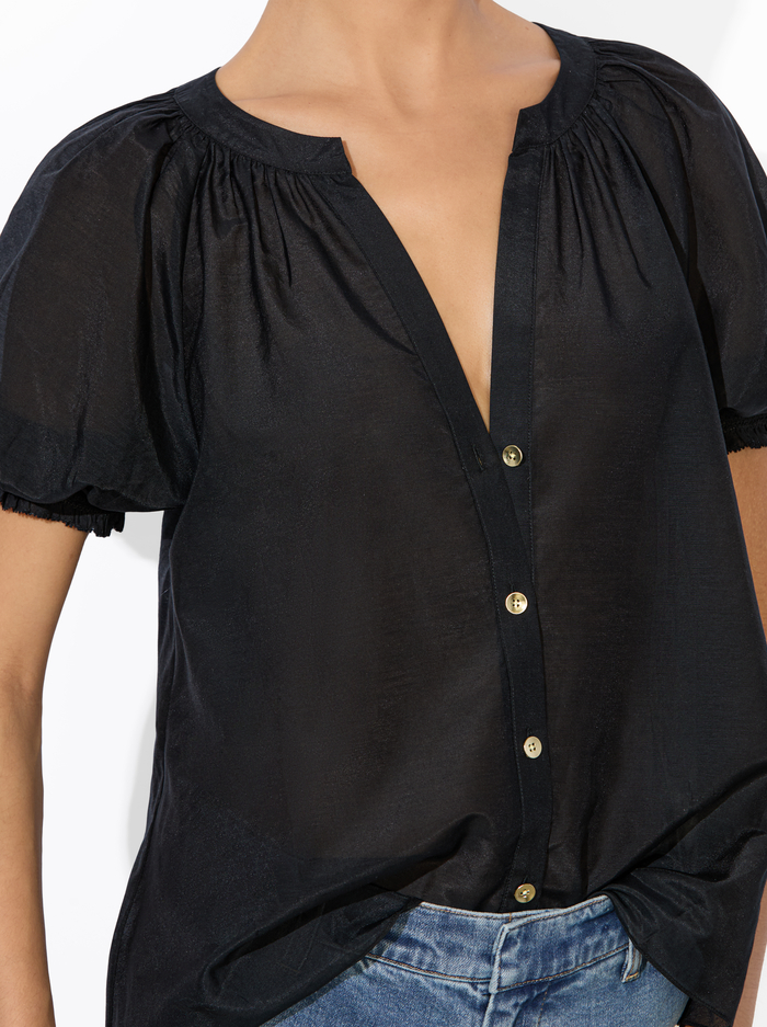 THALIA BUTTON DOWN BLOUSE - BLACK image 3 - Alice And Olivia
