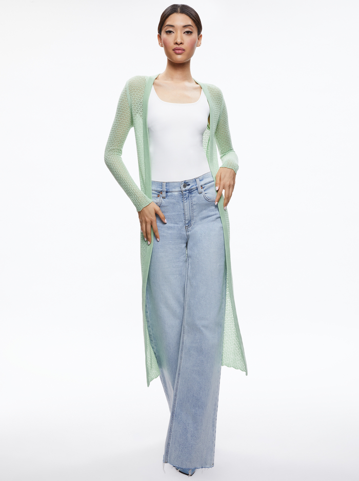 ALAIR POINTELLE SWEATER DUSTER - PISTACHIO image 4 - Alice And Olivia