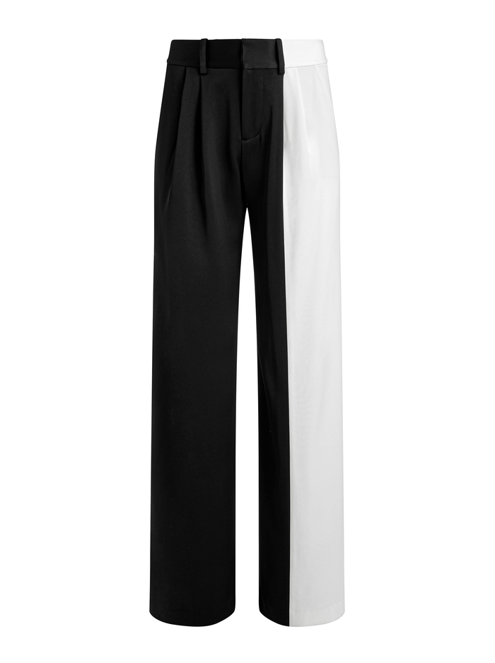 POMPEY COLOR BLOCK PANT - BLACK/OFF WHITE image 5 - Alice And Olivia