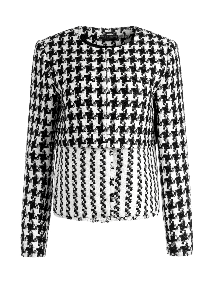 KIDMAN TWO-FER TWEED JACKET - BLACK/OFF WHITE image 5 - Alice And Olivia