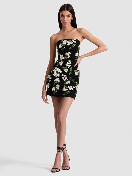 BLACK/OFF WHITE-VELIA EMBELLISHED MINI GOWN