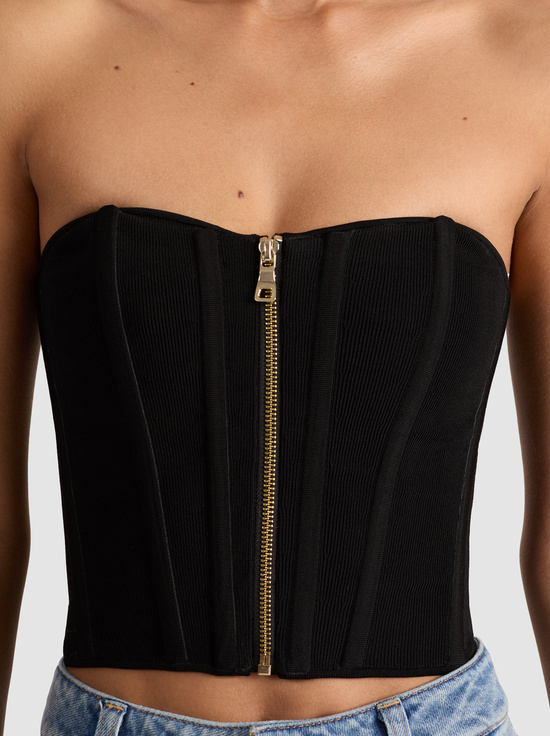 BLACK-TASHA ZIP FRONT CORSET