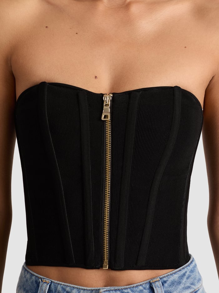 TASHA ZIP FRONT CORSET - BLACK image 3 - Alice And Olivia