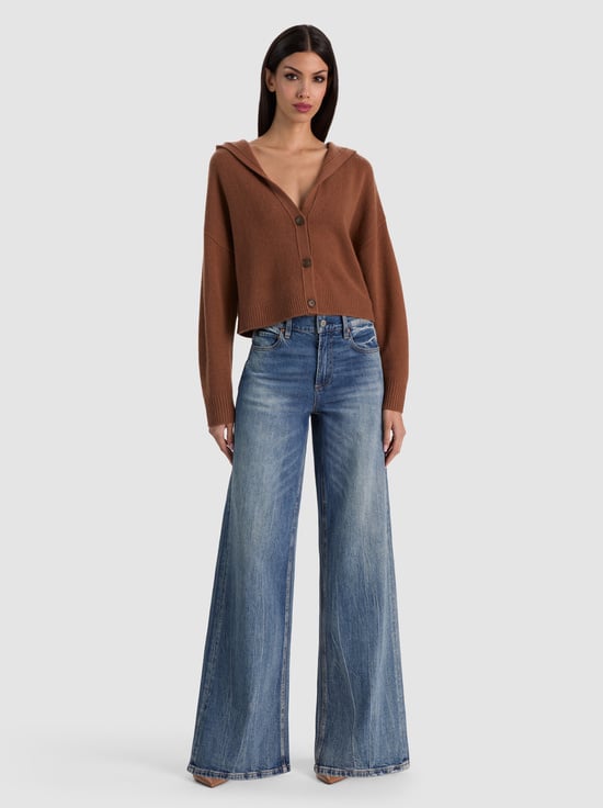 CAMEL-COREY HOODED CASHMERE CARDIGAN