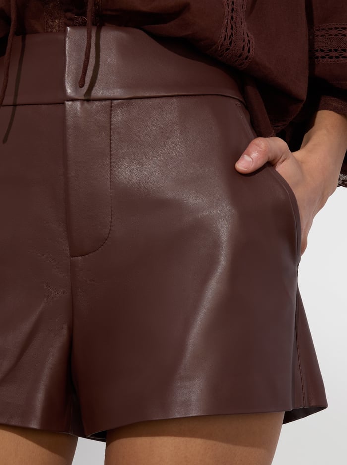 CADY LEATHER SHORT - MOCHA image 3 - Alice And Olivia