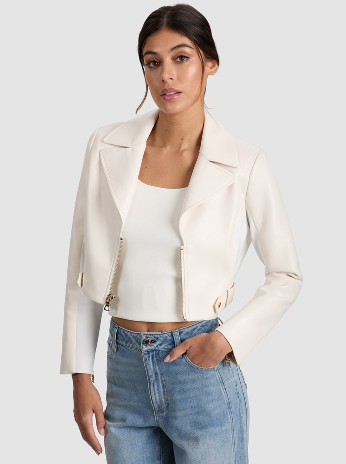 YARDLEY LEATHER JACKET - OFF WHITE - Alice And Olivia