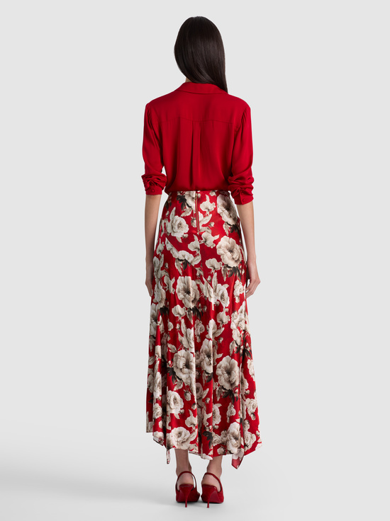 ROSE GARDEN SM HIBISCUS-ROSA MIDI SLIP SKIRT
