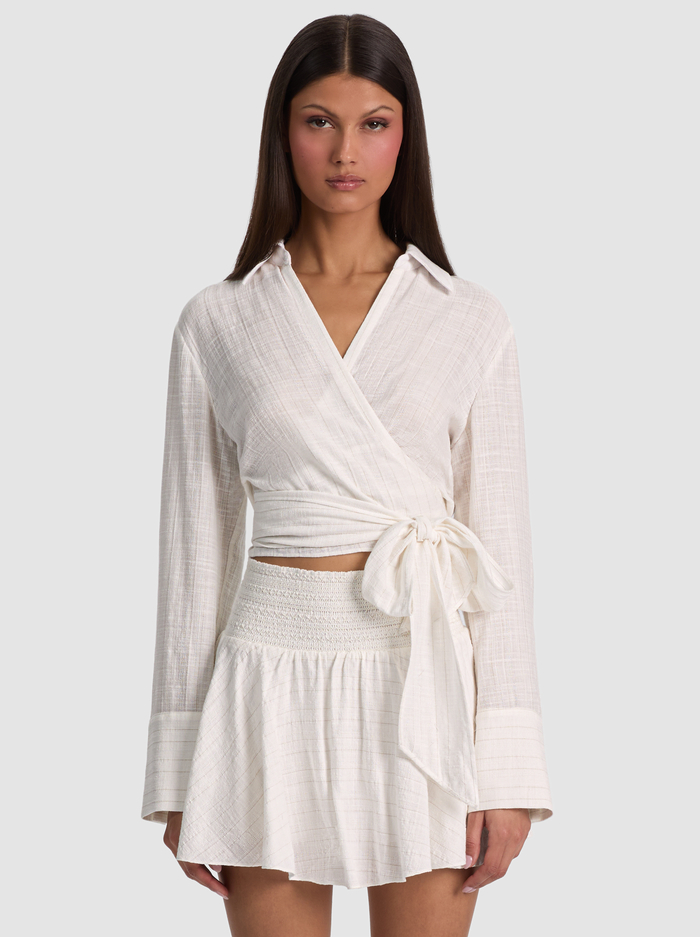 HANNON WRAP TOP - OFF WHITE - ALICE + OLIVIA
